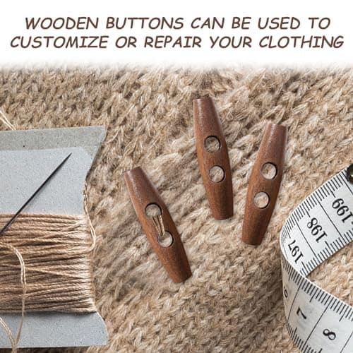 Lot de 50 boutons de bricolage tricotés, couture de boutons en bois, boutons en corne tricotés pour chemises, boutons décoratifs pour vêtements, boutons à tricoter ovales, boutons de manteau à 2 trous