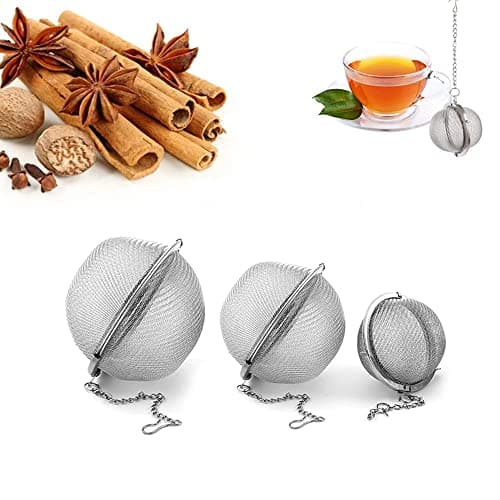 Infuseur à thé boule – Filtre à thé en maille d'acier inoxydable pour feuilles, épices, herbes, fruits – Lot de 3