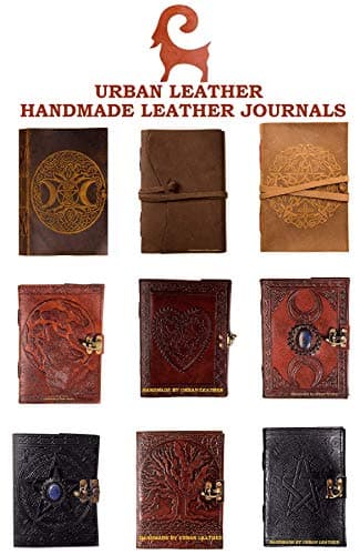 Urban Leather Star Pentagram Journal für Männer und Frauen Grimoire Wicca Witchcraft Book of Shadows Zeichnung Skizzenbuch Scrapbook Unlinierte Seiten
