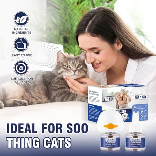 Pheromones Chat Feromone 3 in 1 pour Diffuseur Pheromone PhéRomones Anti Stress Prise Calmant Apaisant Apaiser Chats Conflit FéLines Relaxantes Calmantes Insipide (1 Prise + 2 Recharges)