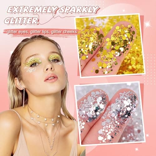 2 Pièces Paillettes Loisirs Creatifs Paillette pour Bougie Paillettes Ongles Paillette Paillette Or Glitter Paillette Ongle Paillette Argenté Paillettes pour Maquillage Manucure Décoration 50g/pcs