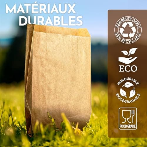Majillux 100 Sacs en Papier Kraft 12 x 20 x 6 cm, Pochettes Cadeau Marron, Petits Sacs en Papier, Pochettes en Papier Kraft Alimentaire - Durables et Recyclables, Fabriqués en Europe