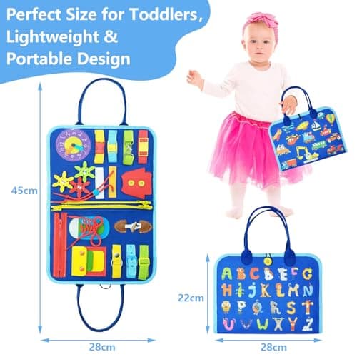 Trdlpyn Busy Board Jouet Montessori 2 3 4 Ans, Sensoriel Jeux Educatif Planche Montessori, Jeux Avion Voiture Enfant Voyage, Cadeau pour Enfants Garçon Fille