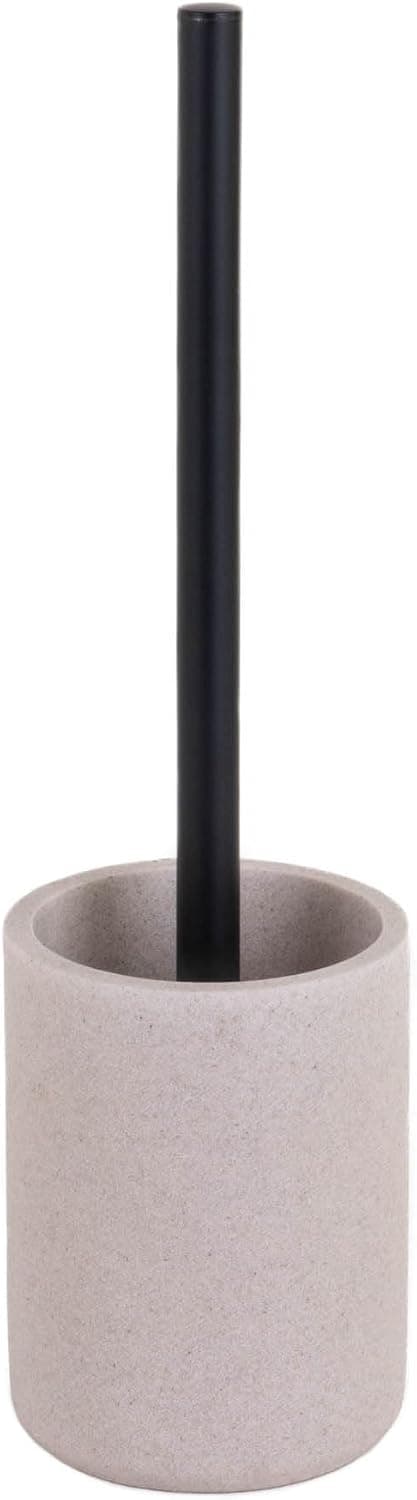 douceur d'intérieur, Brosse WC (Diamètre 10 x 40 cm) Granite Sable, Polyrésine Unie