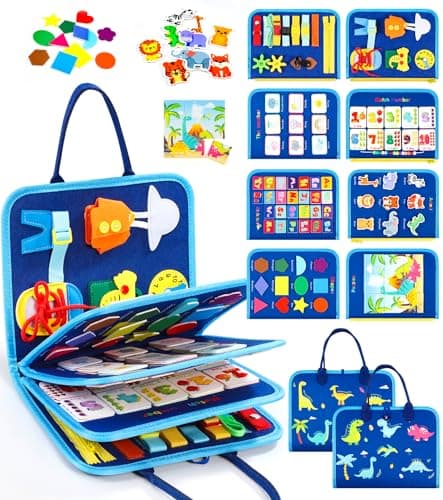Gontence Busy Board pour Enfants | Busy Board Montessori Jouets pour 2 3 4 5 Ans - Jouets Éducatifs Tout-Petit Voyage - Dinosaure Cadeaux pour Garçon Filles