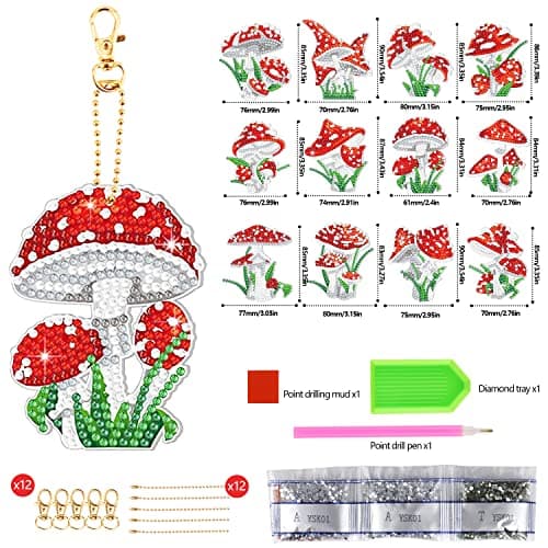 GMMG Diamond Painting Porte Clé 5D DIY Peinture Diamant Pendentifs Diamond Art Painting Keychain Kit pour Enfants Débutants Adultes (12 Pièces)
