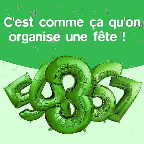 envami® Ballon Anniversaire 3 ans Vert - 101 CM Ballon Chiffre - Deco Kit Anniviersaire Garçon - Happy Birthday Decoration - Ballon Joyeux Anniversaire - Vole Grâce à l'Hèlium