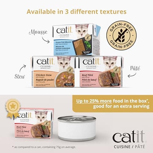 Catit Cuisine Pâtée pour Chats, Pâté à la Viande de Bœuf et aux Carottes, Aliment Complet, 95 g, sans Céréales, Haute Teneur en Viande