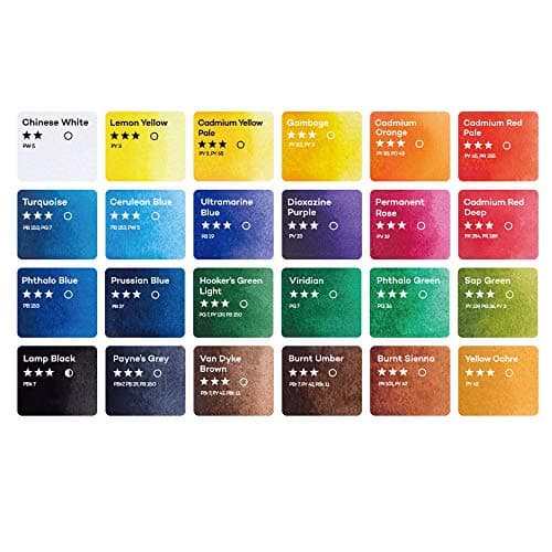 Artecho Lot de Peintures Pour Aquarelle Avec Pinceau Inclus, 24 Couleurs Eclatantes, Léger et Portable, Idée Cadeau Parfaite Pour les Artistes Débutants ou Professionnels