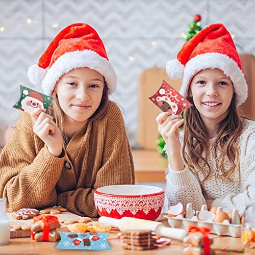 Boite Cadeau (12 x 7.5 cm), 20pcs Boite Papier Kraft Thème de Noel Boîtes à Bonbons avec Autocollants pour Cadeaux et Décoration de Fête