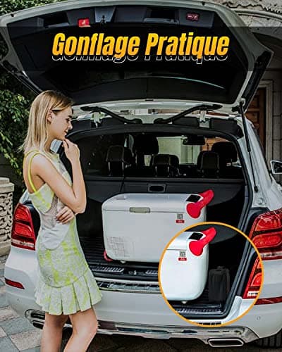 Gemokrt Gonfleur Pneus Voiture, 12V Compresseur À Air Portatif avec Fonction Mémoire, 3 Adaptateurs de Buses, Gonflage Rapide Compresseur pour Vélo