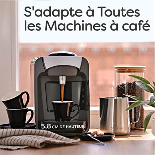 Cosumy Lot de 6 Tasses à Expresso Noires avec Soucoupes - Céramique - Lavable au Lave-vaisselle - Avec Boîte Cadeau - 70ml
