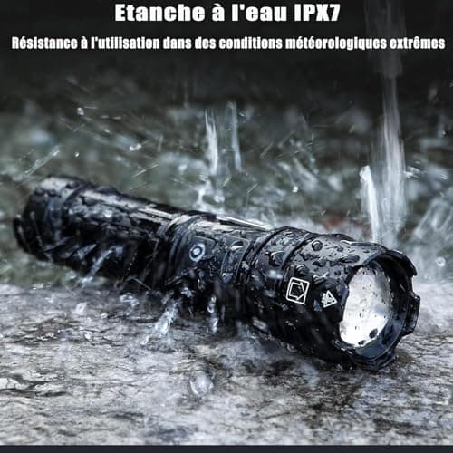 Lampe Torche LED Ultra Puissante, 100 000 Lumens Lampe Torche LED Rechargeable, 7 Modes Super Lumineuse, Longue Durée, IPX7 Étanche Idéal Pour Camping, Randonnée Et Urgences