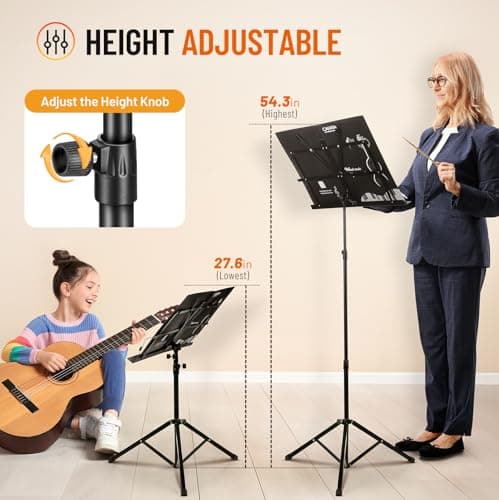 CAHAYA Pupitre de Musique Pliable, Léger, Portable Ajustable [Support pour Partition de Musique & Porte-livre pour Bureau à Double Usage 2 en 1 ] avec Sac de Transport, Support de Partitions en Métal