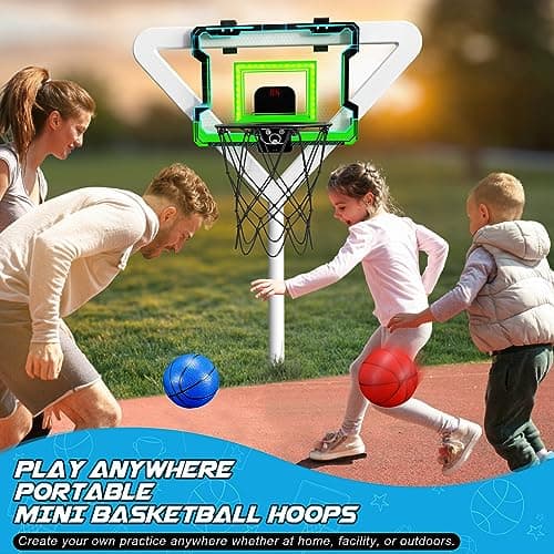 OKKIDY Panier de Basket Lumineux avec Panneau D'Affichage Èlectronique LED, Petit Jeu de Basket Jouet Sportif pour Enfants Adolescents Adultes, Idée de Cadeau 6, 7, 8, 9, 10, 12+ Ans Filles Garçons
