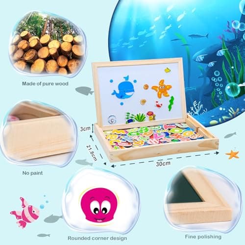 Uping Puzzle Magnetique Bois avec Tableau Double Face Aimanté pour Enfant 3 Ans et plus-130 Pièces