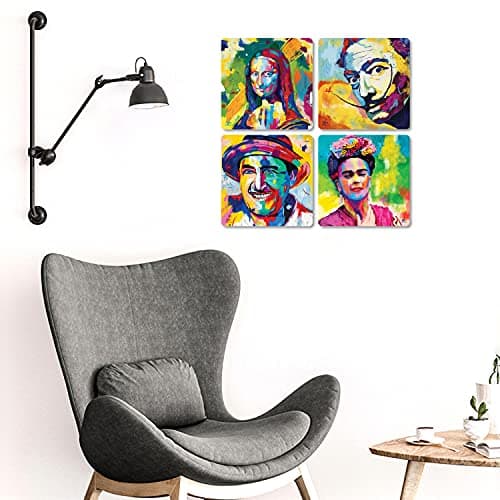 Giallobus - 4 carrés Multi-Panneaux - Personnages célèbres - Collection 2 - Bois MDF - 29,7x29,7 - x 4 pièces