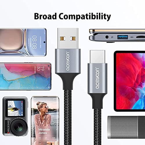 aceyoon Mini USB C, Lot de 4 Cable USB C 50cm Charge Rapide 3A et Synchro Cable Type C en Nylon Tressé Cable USB C Court Compatible avec Samsung Galaxy S24 S23 pour Huawei P60 Mate 50