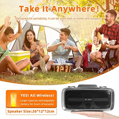 AFAITH Micro Karaoke Adulte Enfant Enceinte Karaoké avec 2 Micro sans Fil Bluetooth pour TV, Karaoke Complet 20 Watts avec Lumière LED, Sensibilité du Microphone Réglable et écho