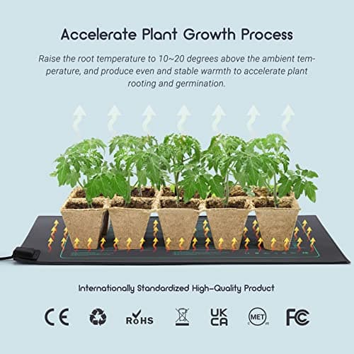 Luxbird Tapis Chauffants pour Plantes 21W, Tapis Chauffant Chauffage Doux pour Germination et Croissance Intérieure, Imperméable IP67, 52 x 25 cm Pour Semis, Reptiles, LB-HM21W