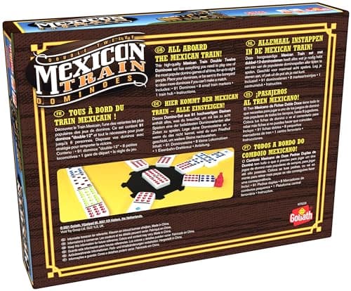 MEXICAN TRAIN DOMINOES - Jeu de Dominos pour Enfants dès 6 Ans - Jeu de Société Stratégique avec Dominos Colorés - Tous à Bord du Train Mexicain - Pour Jouer en Famille et entre Amis - 1 à 8 Joueurs