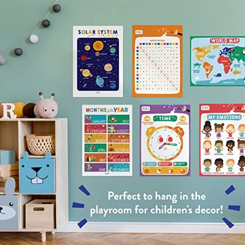 Magic Scholars | Posters pour Apprendre l'Anglais Enfant, Activités Pré/scolaire | Poster Educatif pour Apprendre l'Alphabet, Les Jours De La Semaine, L'heure, Les Numéros, Les Saisons et+ (Lot de 18)