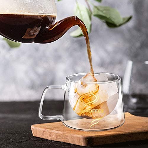 KAMEUN Tasse Double Paroi, 200ml*2 Coffret de Double Paroi Verre à Café, Tasses en Verre Borosilicate avec Poignée, effet flottant, pour Thé, Café, Lattes, Cappuccino, Espresso, Bière