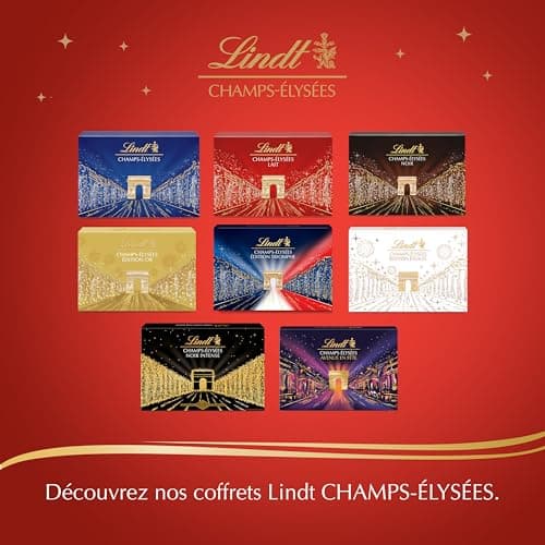 Lindt - Boîte CHAMPS-ÉLYSÉES Lait - Assortiment de Chocolats au Lait - Pralinés, Croustillants et Onctueux - Idéal pour Noël, 482g