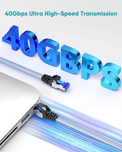 BUSOHE Cat 8 Câble Ethernet 2m (5 Pièces), Câble Réseau LAN Gigabit RJ45 Plat Haut Débit, Tressé Cable Internet 40Gbps 2000Mhz Compatible avec PC, Routeurs, Modems