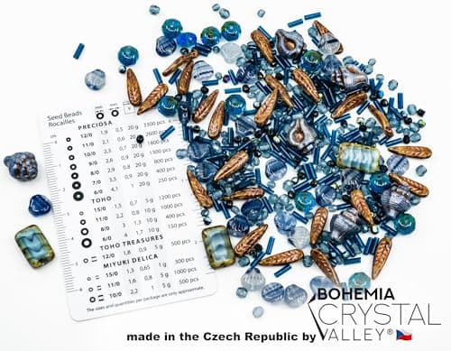 60 g Mix of Unique Czech Bohemia Glass Pressed Beads, Dark Blue, Table Cut, Matte and Glossy, Faceted Fire Polish, Hand Made Set Kit BCV