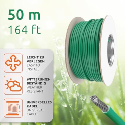 ECENCE 50m câble périphérique + 10x Connecteur + 100x Piquets de terre pour fixation, Kit d’accessoires et de réparation pour robot-tondeuse utilisation universelle