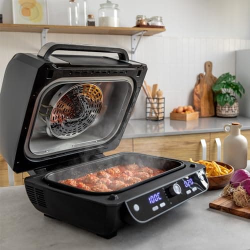 Cecotec Friteuse à air sans huile Cecofry FireDome 8000 Pro 1700 W Double Résistance, 4 Niveaux Grill, 12 Modes Prédéfinis, Température et Temps Réglables, Pack d'accessoires