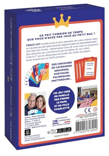 CRACK LIST, Jeu de Cartes Ambiance Type Petit Bac, 2-8 Joueurs 10+