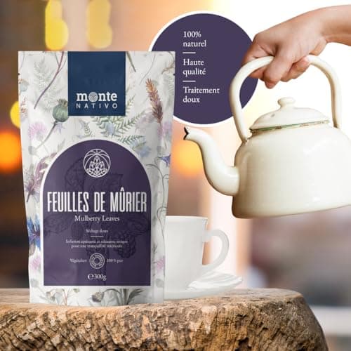 Tisane de feuilles de mûrier Monte Nativo (300 g) - 100% pur et naturel, sans additifs - Feuilles de mûrier comme tisane ou cadeau de thé - Tisane aromatique - Thé aux fruits - Thé Chaud ou Thé glacé