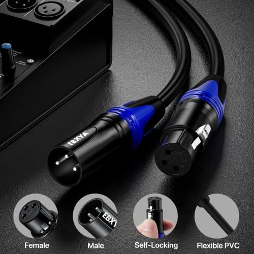 EBXYA Câble XLR câble de microphone 2M 10 Pack Premium 3 broches XLR équilibré mâle à femelle câble micro câble DMX XLR cordons de raccordement