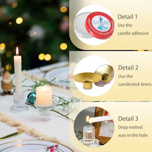 Hewory Lot de 20 bougeoirs en verre pour bougies piliers, bougies votives modernes nervurées pour décoration d'intérieur, fête de Noël