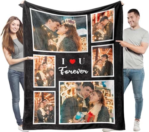 Easycosy Plaid Personnalisé,Couverture Personnalisée,Plaid Personnalisé Photo et Texte,Cadeau Personnalisé pour Femme,Amoureux,Couple,Meilleure Ami,Famille,Copain,Idées de Cadeaux d'anniversaire
