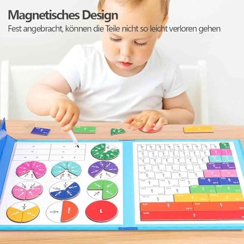 Shengou Magnetic Fraction Educational Puzzle,Jeu magnétique de Fractions,Démonstrateur de Disque magnétique,Jeux pour Apprendre Les Fractions,Magnetic Score Disk Demonstrator (Dinosaure)