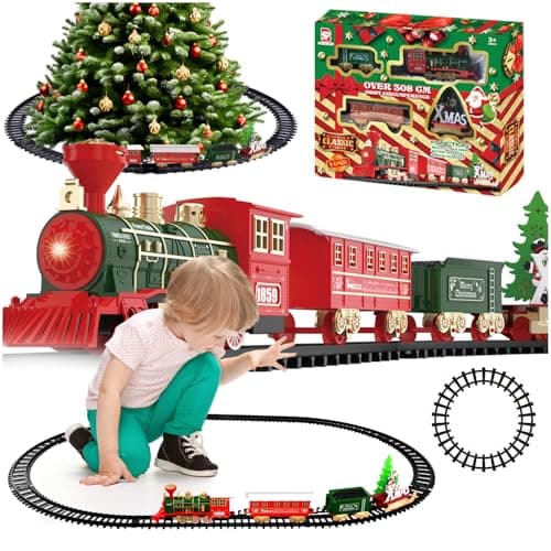 Daity Train Electrique Noel Decoration De Un Éclairage Tamisé Et Un Son Calme Train Électrique Enfant Trains Autour Sapin De Noël Décoré pour Les Enfants De 3 Ans Et Plus
