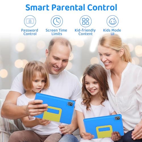 Wqplo Tablette pour Enfants 10 Pouces Android 8+64 Go 5000mAh Bluetooth IPS HD 1280 * 800 Affichage Contrôle Parental (Bleu)