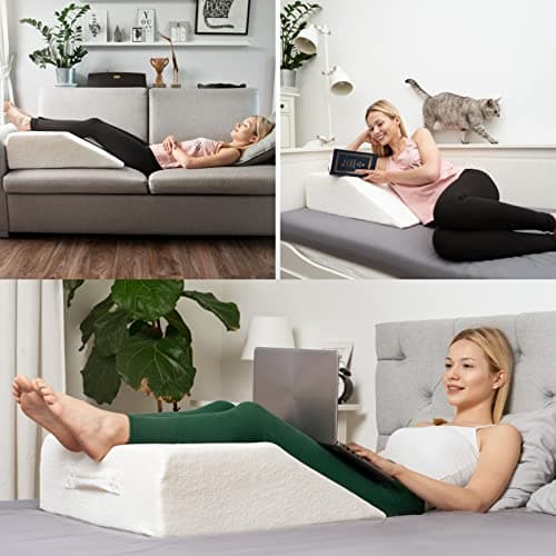 Dreamzie Coussin Élévateur de Jambes Coussin Thérapeutique Repose Jambe Mémoire de Forme - Douleur de Dos, Genoux, Post Opératoire, Jambe Lourde, Circulation - Respirant Lavable Hypoallergénique