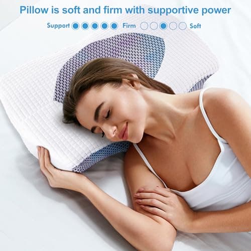 YunNasi Oreiller Ergonomique Cervical Memory Foam Oreiller Memoire Forme Oreiller Orthopédique de Forme pour Les Dormeurs sur Le Côté, Le Dos et Le Ventre (Style2:60 * 43 * 12/10.5cm)