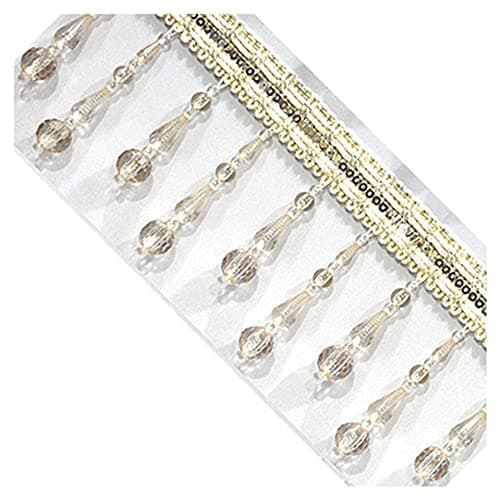 GIVBRO Galon de perles à franges - Ruban jacquard à coudre pour rideaux, nappes, mariage - 0,9 m