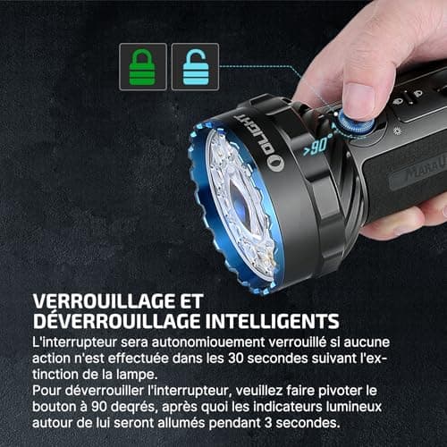 OLIGHT X7R Marauder2 Lampe Torche Tactique Puissante Max 14000 Lumens Portée Max 800 Mètres Flashlight de Poche LED IPX8 Étanche Rechargeable USB pour Extérieur et Urgence Camping Randonnée Bricolage