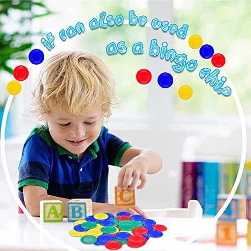 400 Pièces Jetons de Poker, Jeton de Jeu, 4 Couleurs Jeton Poker en Plastique, pour Apprendre Le Calcul Mathématique, Bingo (Rouge, Bleu, Vert, Jaune, 0,86 Pouces)