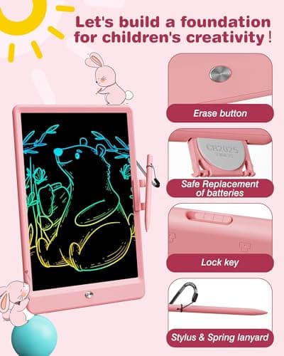 Bravokids Tablette Enfants pour Jouet Enfant 3 4 5 6 7 8 Ans, 10 Pouces Tablette Dessin Tablette d'écriture LCD, Ardoise Magique Jouets Educatif pour Filles Garçons Enfant (Rose)