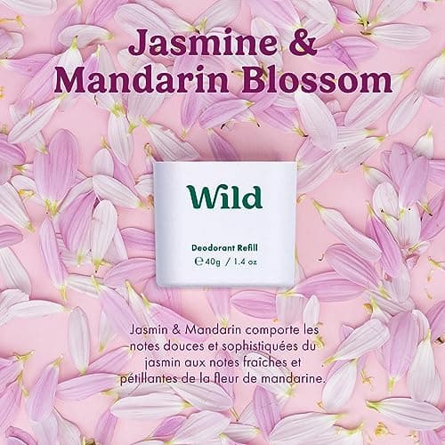 Wild - Déodorant Naturel Rechargeable - Sans Aluminium - Etui Violet avec Lot Varié de Recharge (3 x 40g) - Comprend Fresh Cotton & Sea Salt, Jasmine & Mandarin et Coconut & Vanilla - Végan