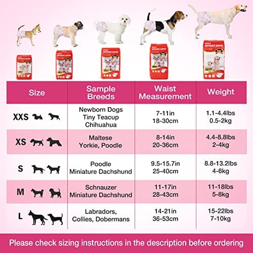 Dono Couches jetables pour Chiens Femelles, Couches Super absorbantes pour Chiens, Couches pour Chiots avec Technologie Gel Flash Dry, Couches pour Chats étanches pour Chiens en Chaleur, Incontinence