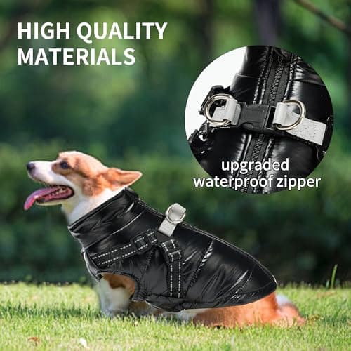 Manteau d'hiver Chaud pour Chien, Coupe-Vent Imperméable pour Chien, Gilet d'hiver pour Chien Veste d'hiver pour Petit Chien Manteau pour Chien Chiot avec Harnais(Noir L)
