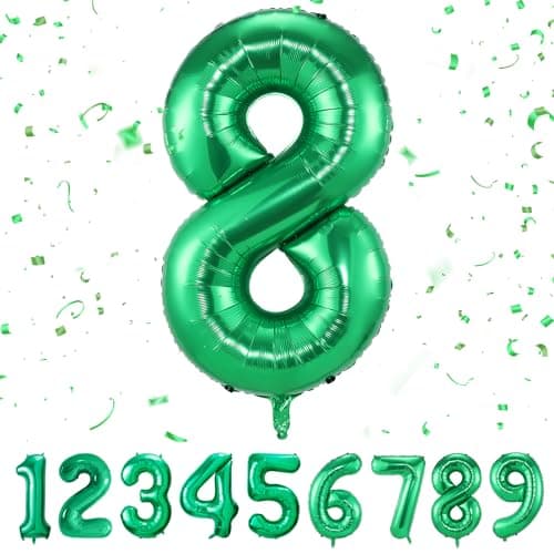 Vert8 Ballon d'anniversaire chiffres 8 ans | vert Ballon Helium 8 ans ballons 40" - Décoration d'anniversaire de 101 cm Deco,Décoration de Ballons Géants pour Mariages Party et Anniversaires Fête